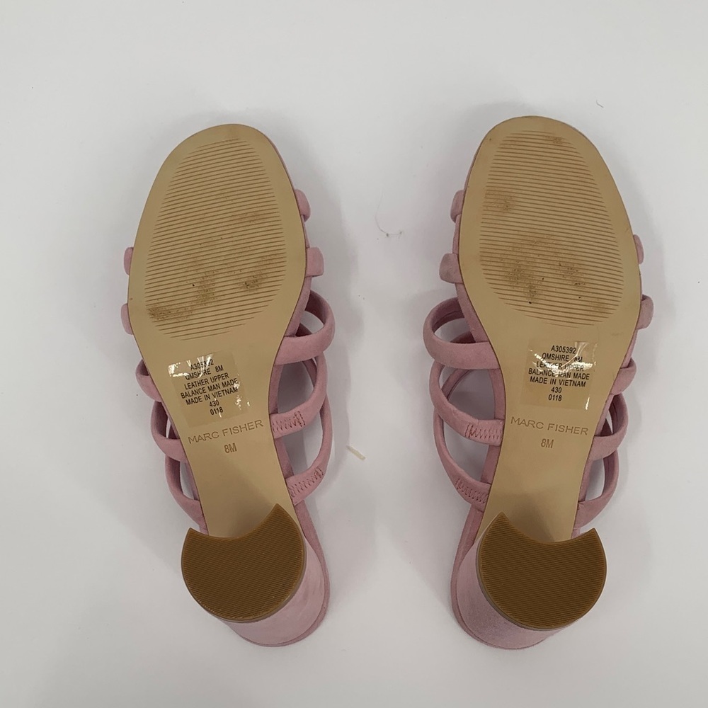 Marc Fisher Shire strappy slide sandal shoe mule heel pink purple suede block 8 - Picture 6 of 6